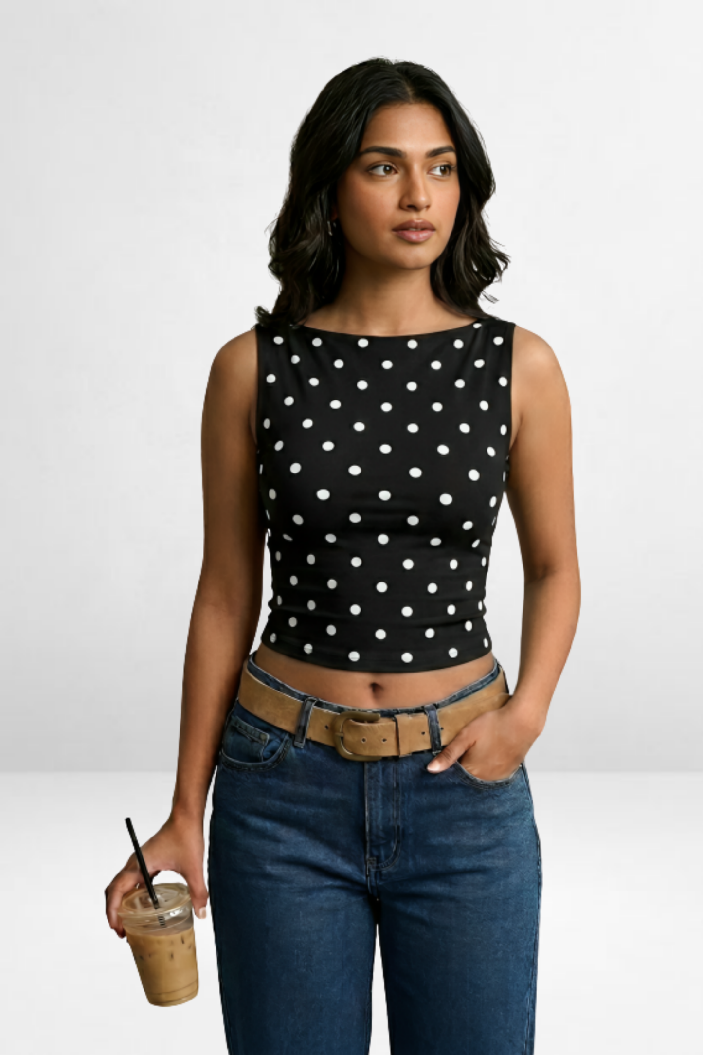 Polka Boat Neck Top