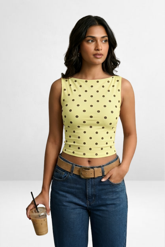 Polka Boat Neck Top