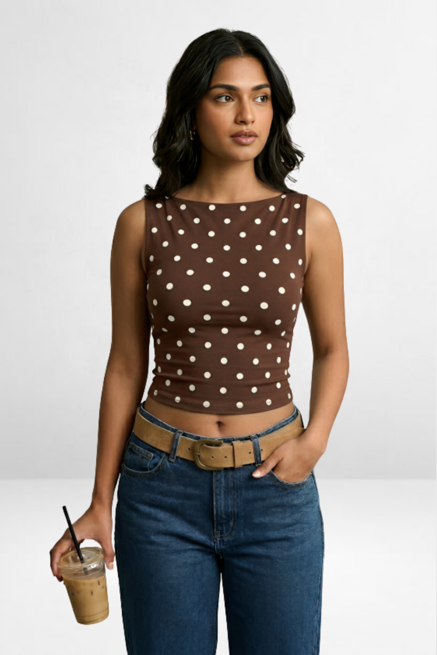 Polka Boat Neck Top