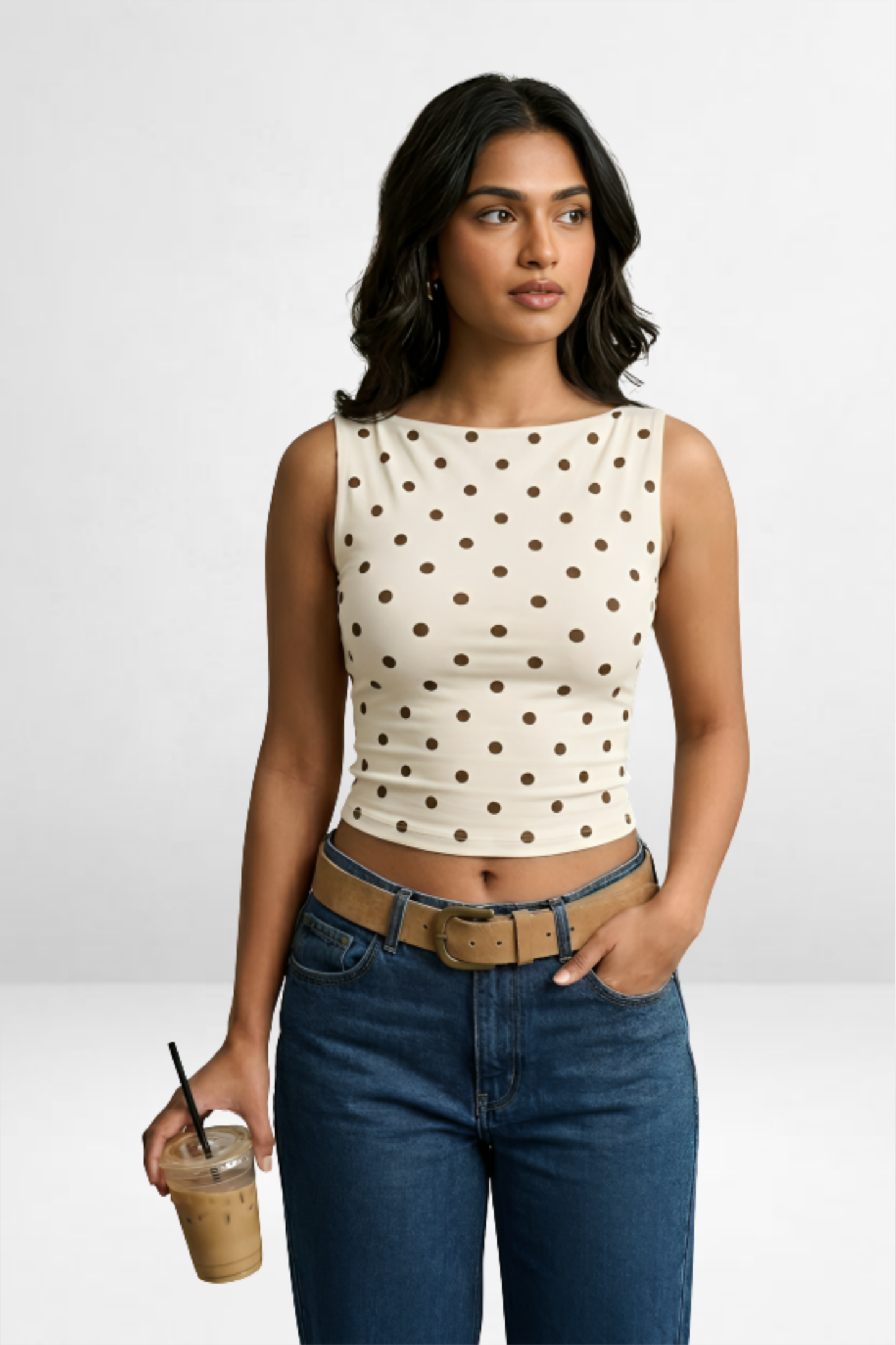 Polka Boat Neck Top
