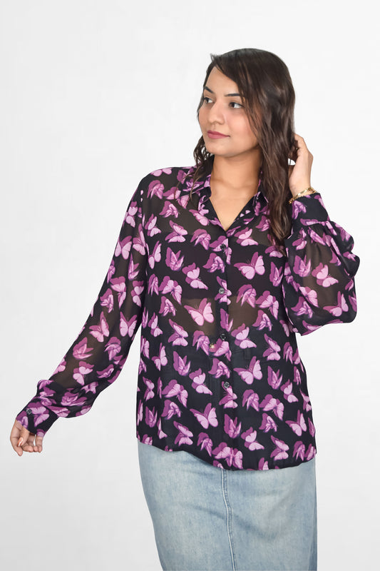 Chiffon Butterflies Shirt