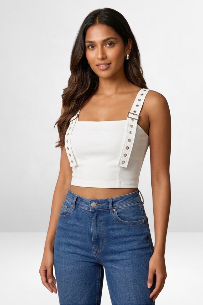 Studded Strap Crop Top