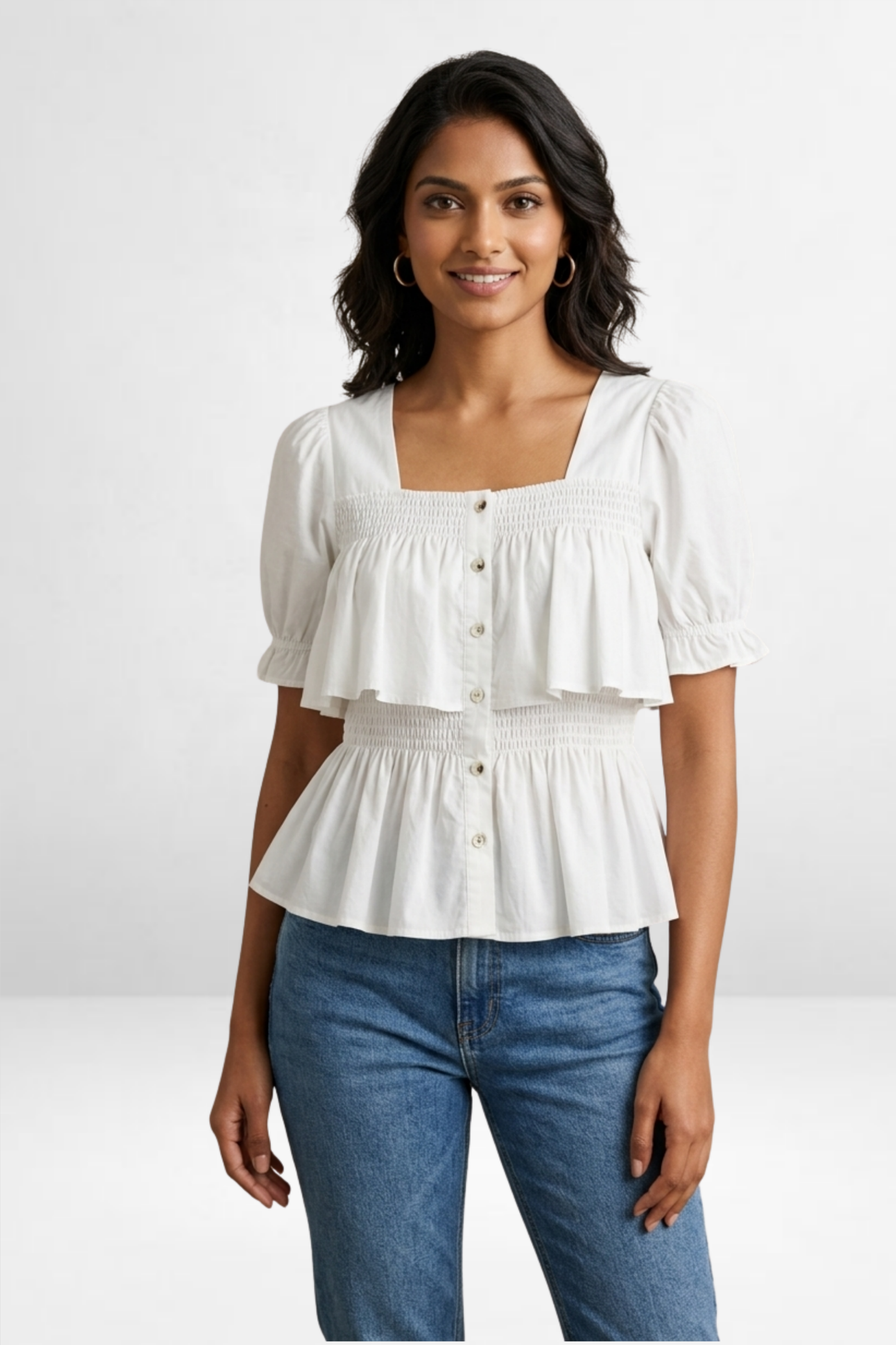 Smocked Peplum Top