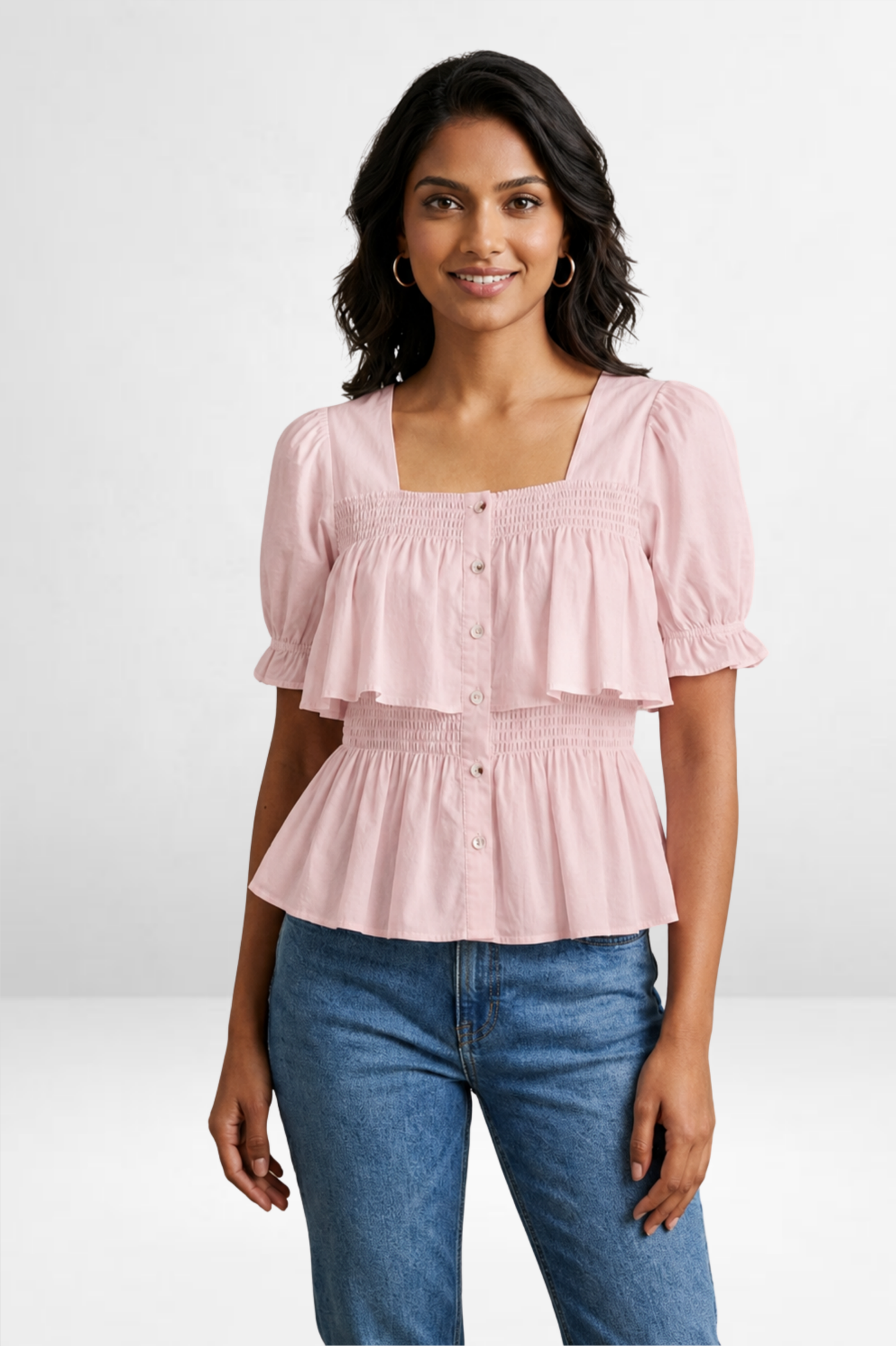 Smocked Peplum Top