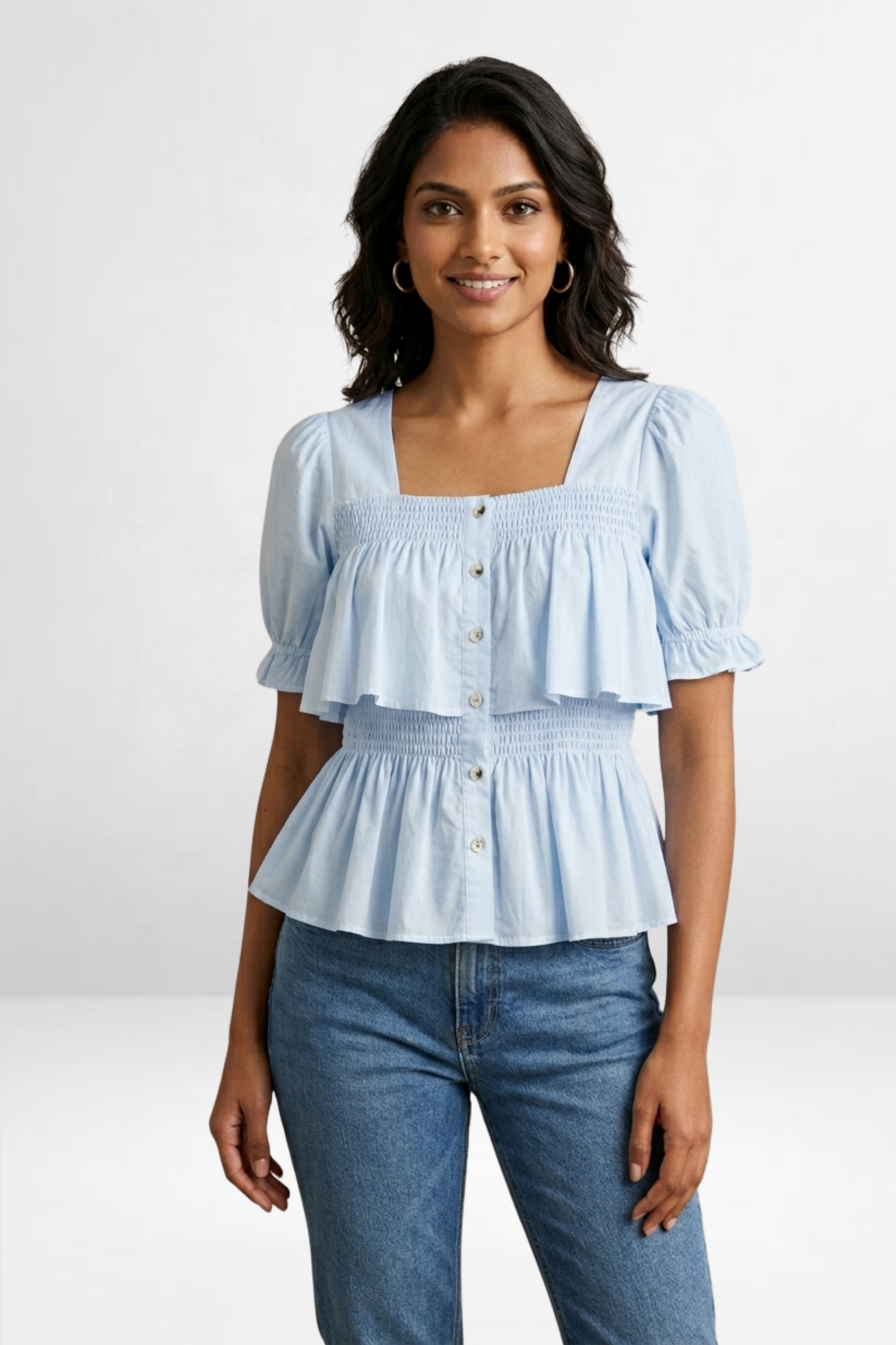 Smocked Peplum Top