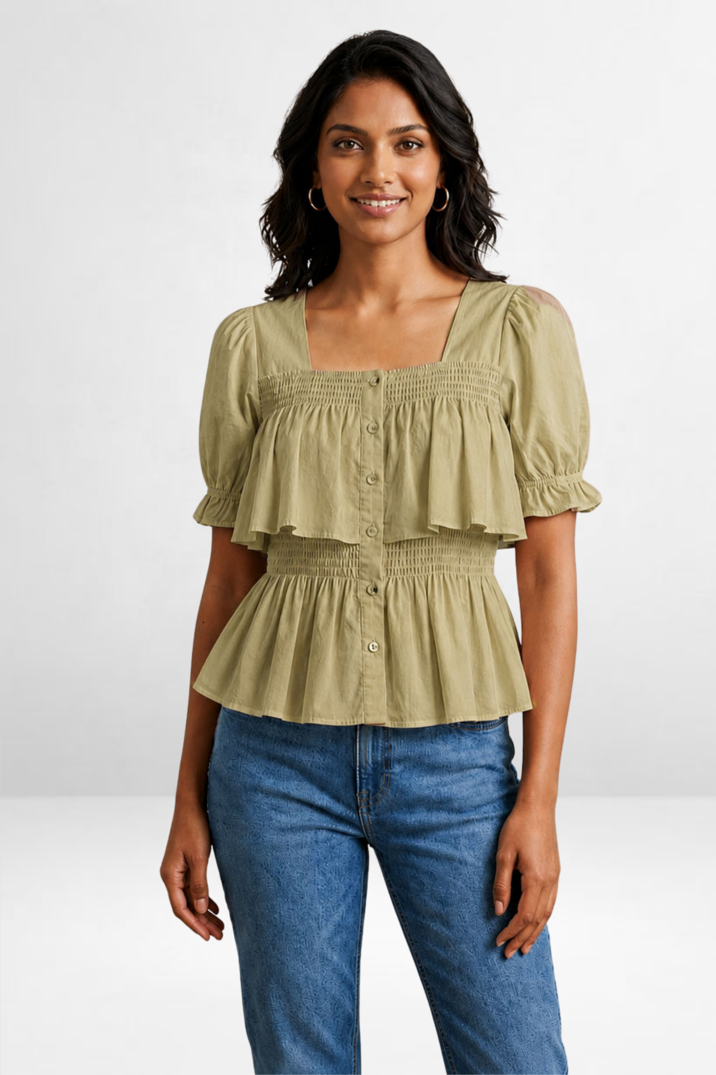 Smocked Peplum Top