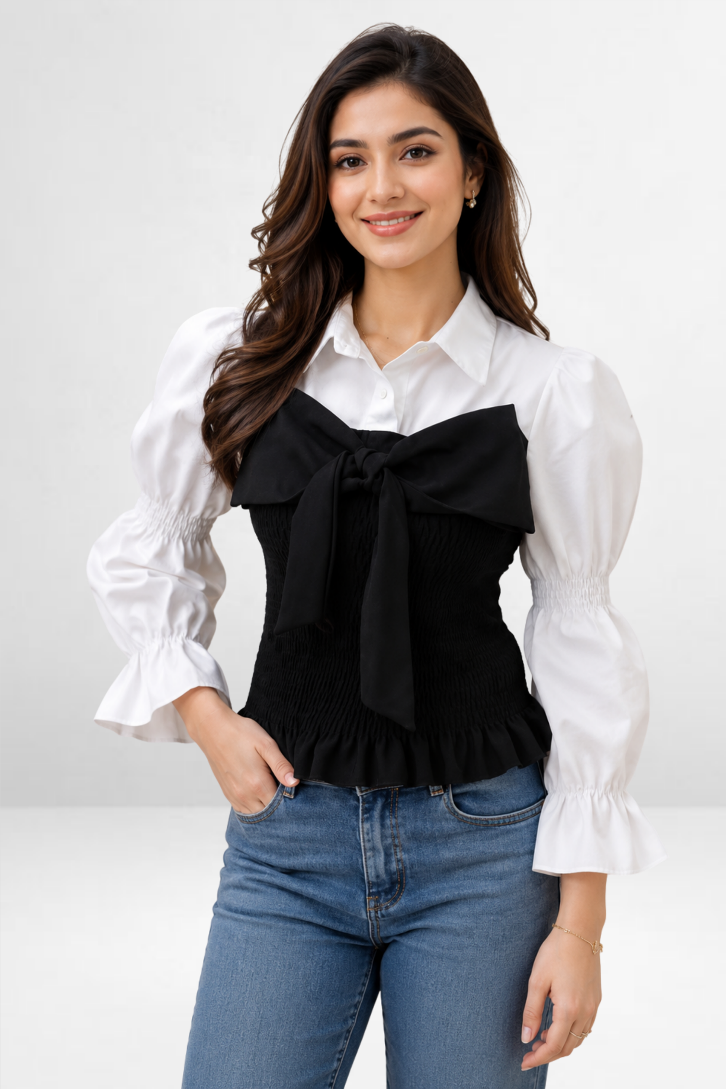 Bow Smocked Corset Top