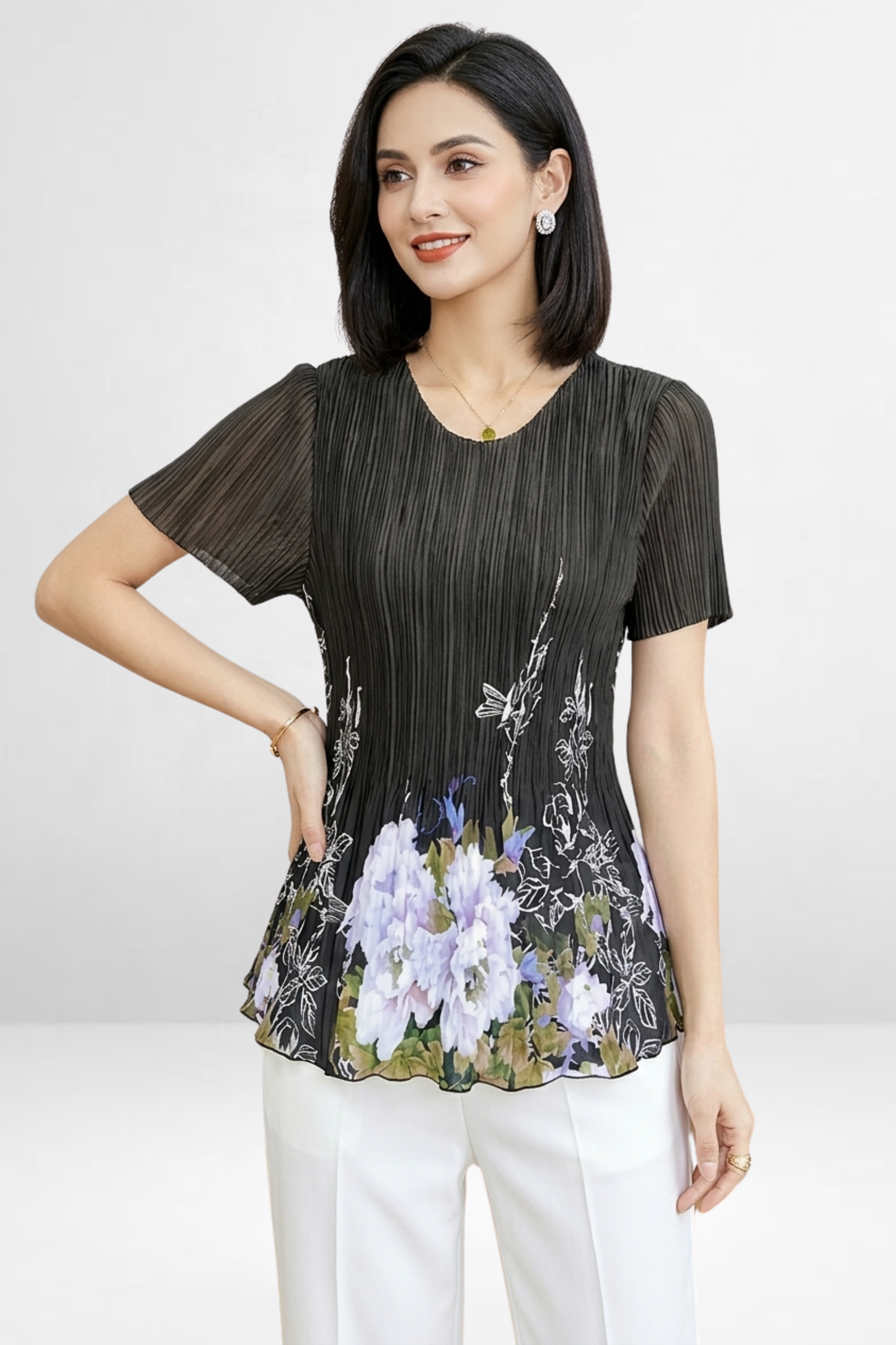 Floral Pleated Top