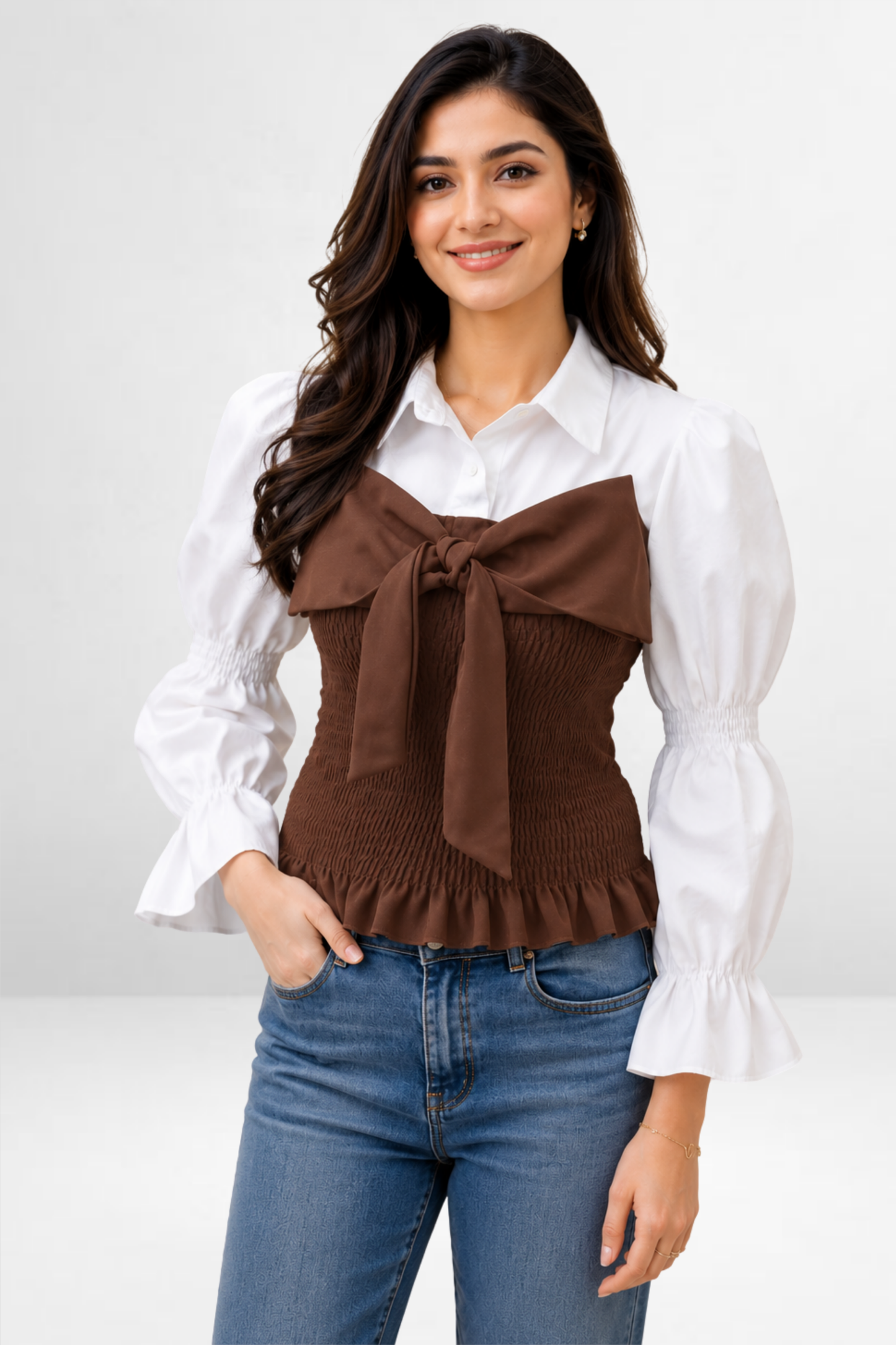 Bow Smocked Corset Top