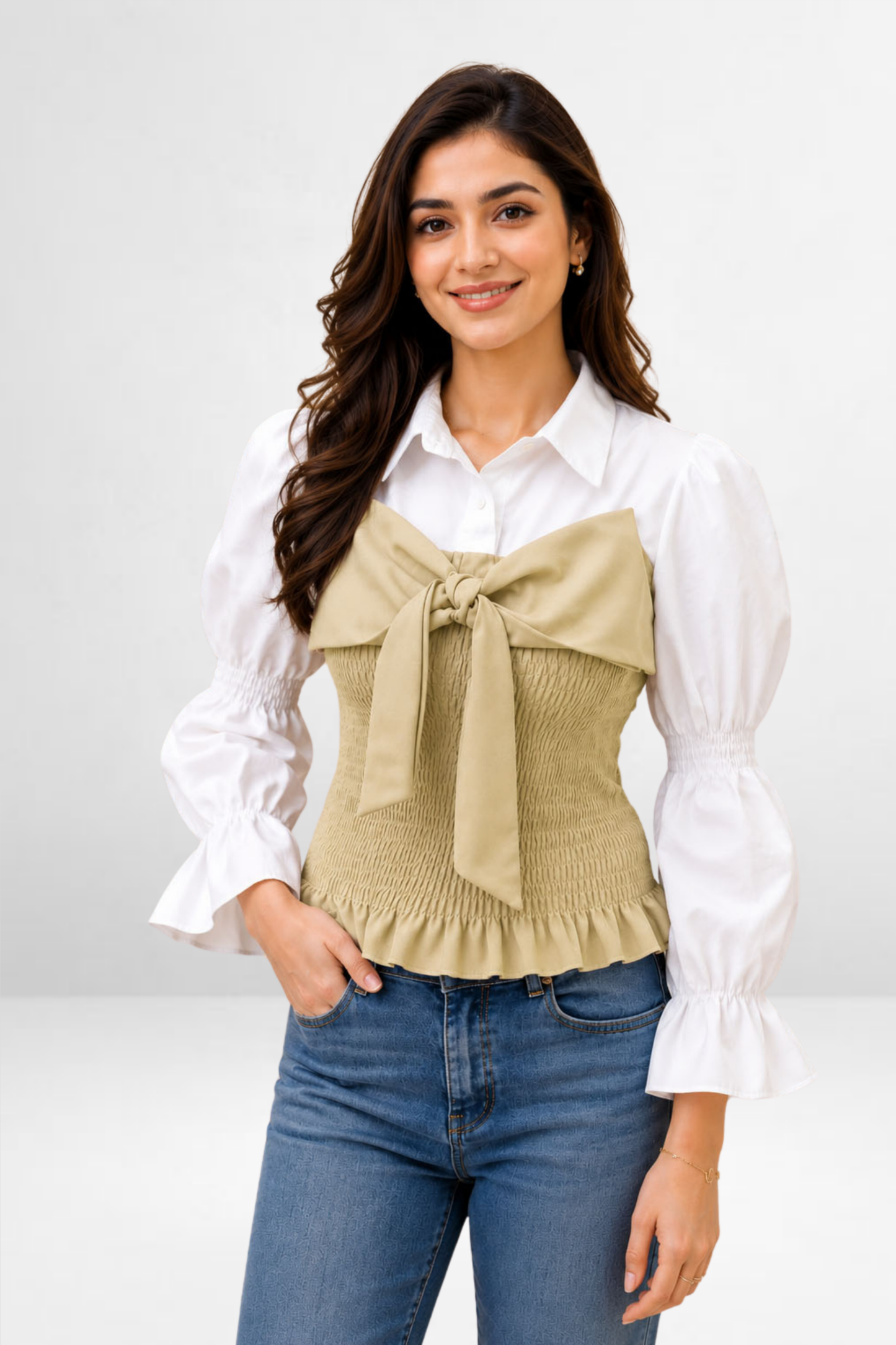 Bow Smocked Corset Top
