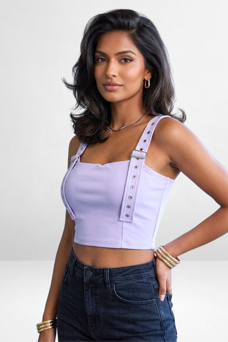 Studded Strap Crop Top