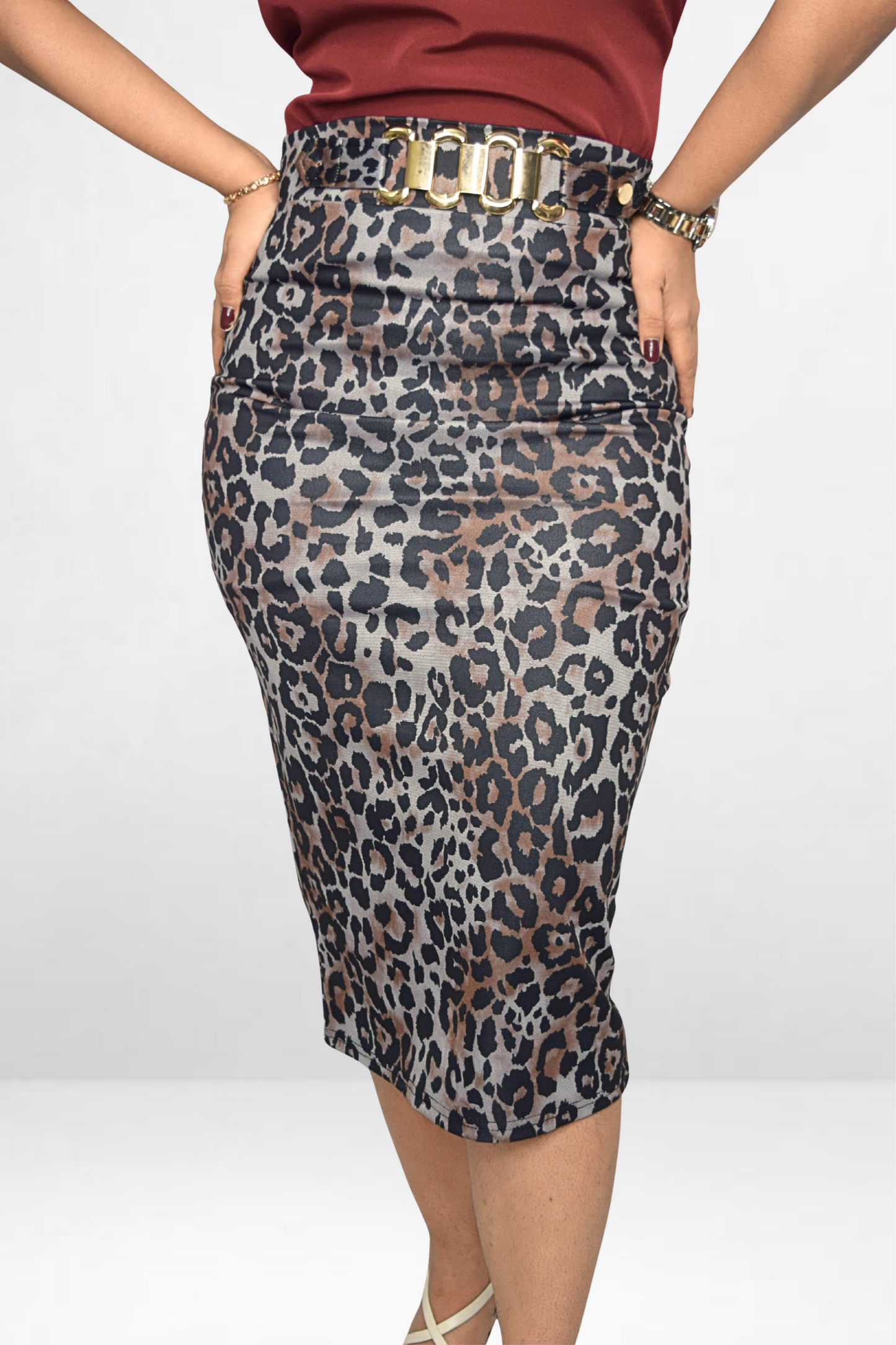 Chic Leopard Print Bodycon Skirt
