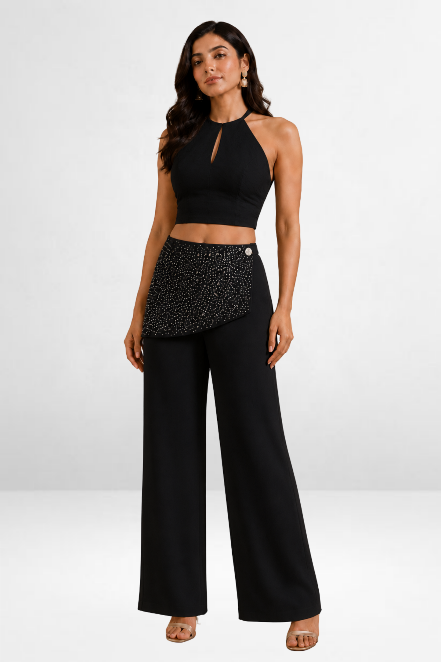 Embellished Wide Leg Pants