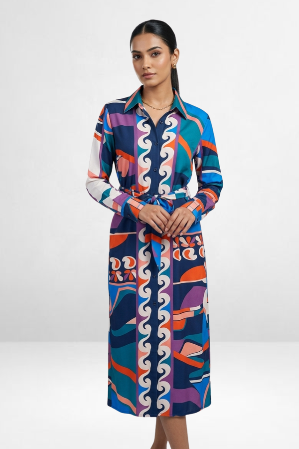 Abstract Shirt Dress