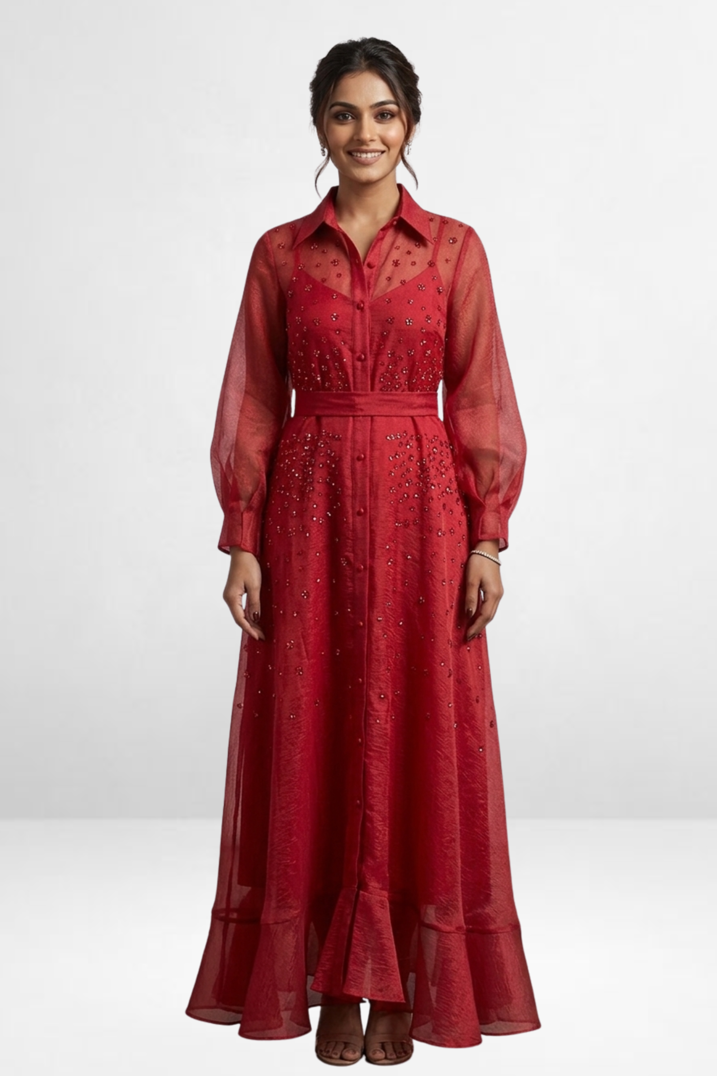 Embellished Organza Dress