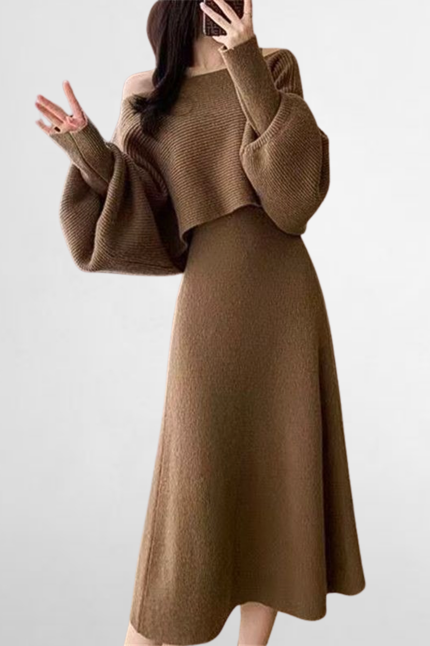 Layered Knit Dress & Sweater Set