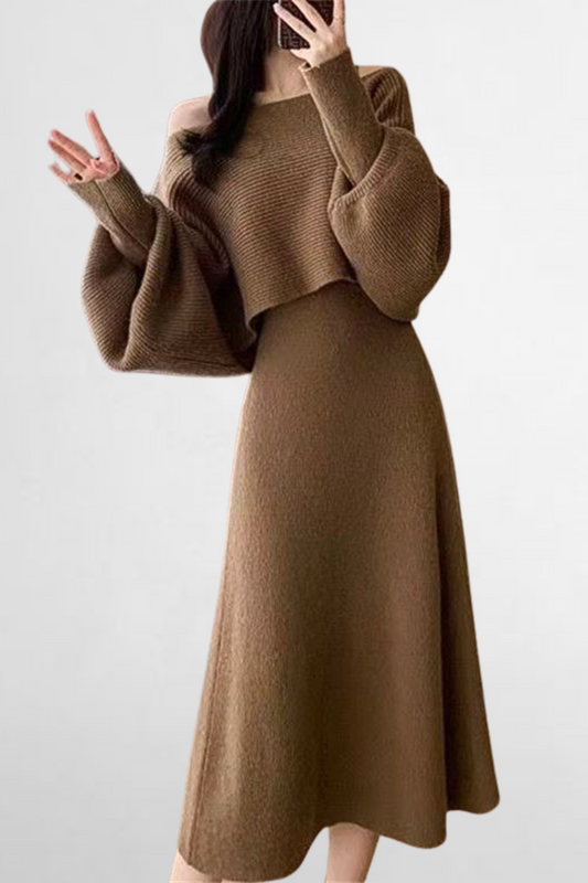Layered Knit Dress & Sweater Set