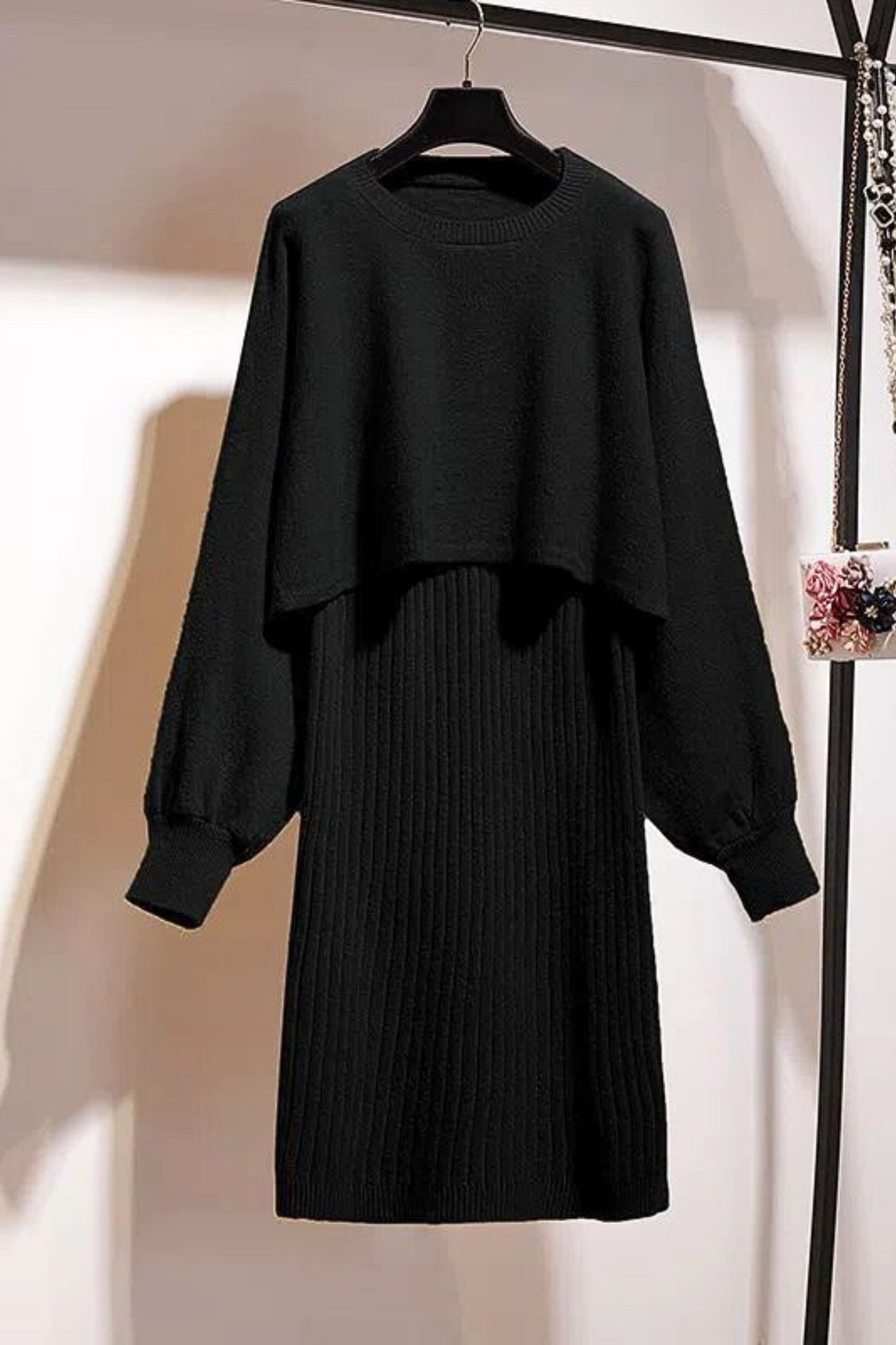 Layered Knit Dress & Sweater Set