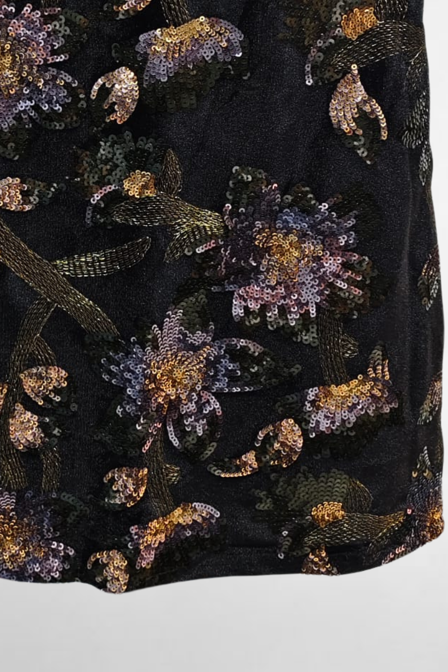 Floral Embroidered Sequin Skirt