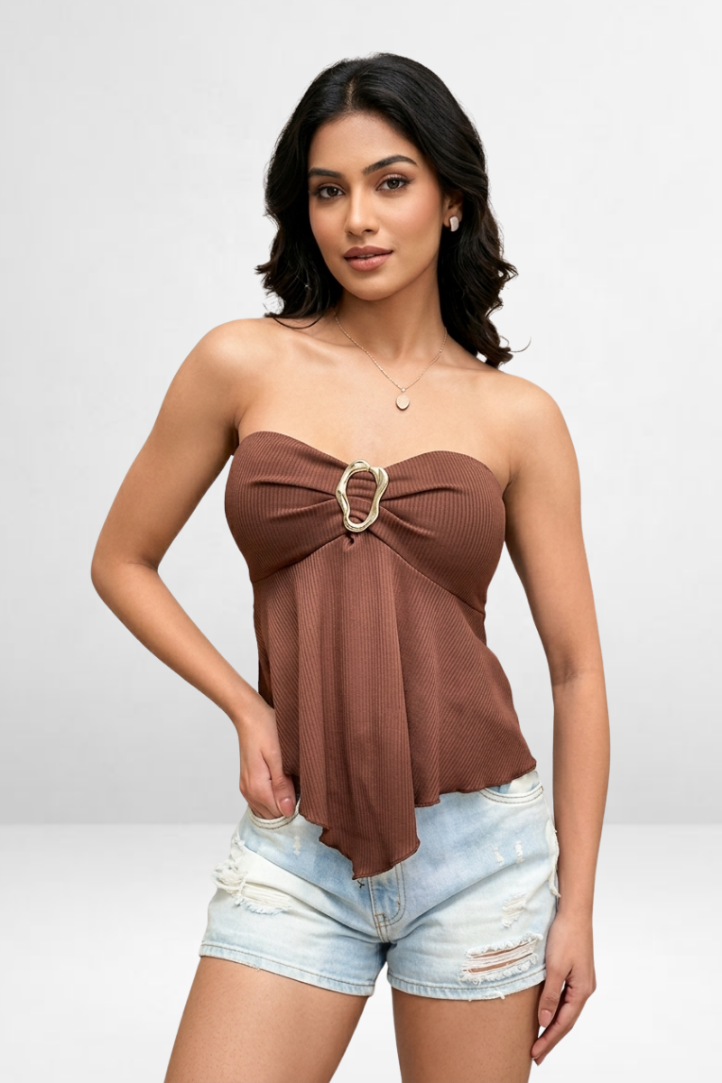 Strapless Handkerchief Hem Top
