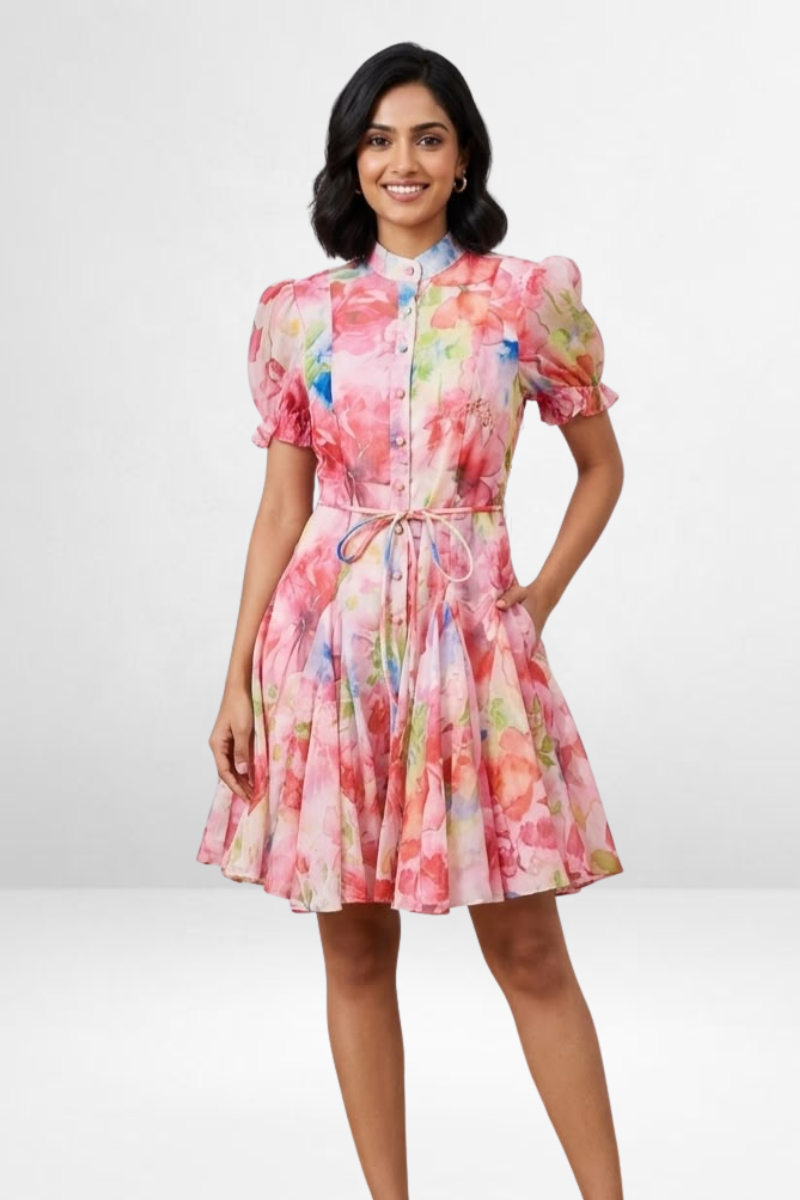 Tie-Dye Fit & Flare Mini Dress