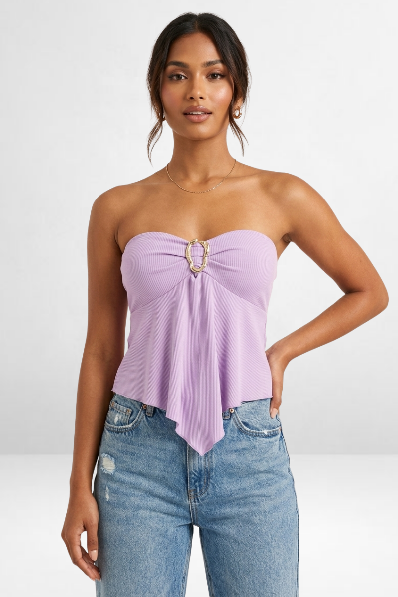 Strapless Handkerchief Hem Top