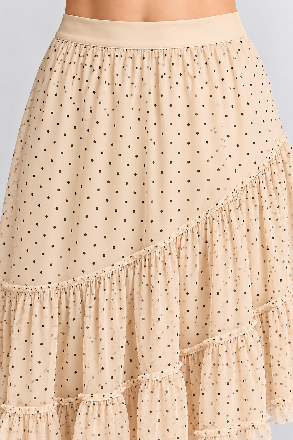 Asymmetric Polka Dot Ruffle Skirt