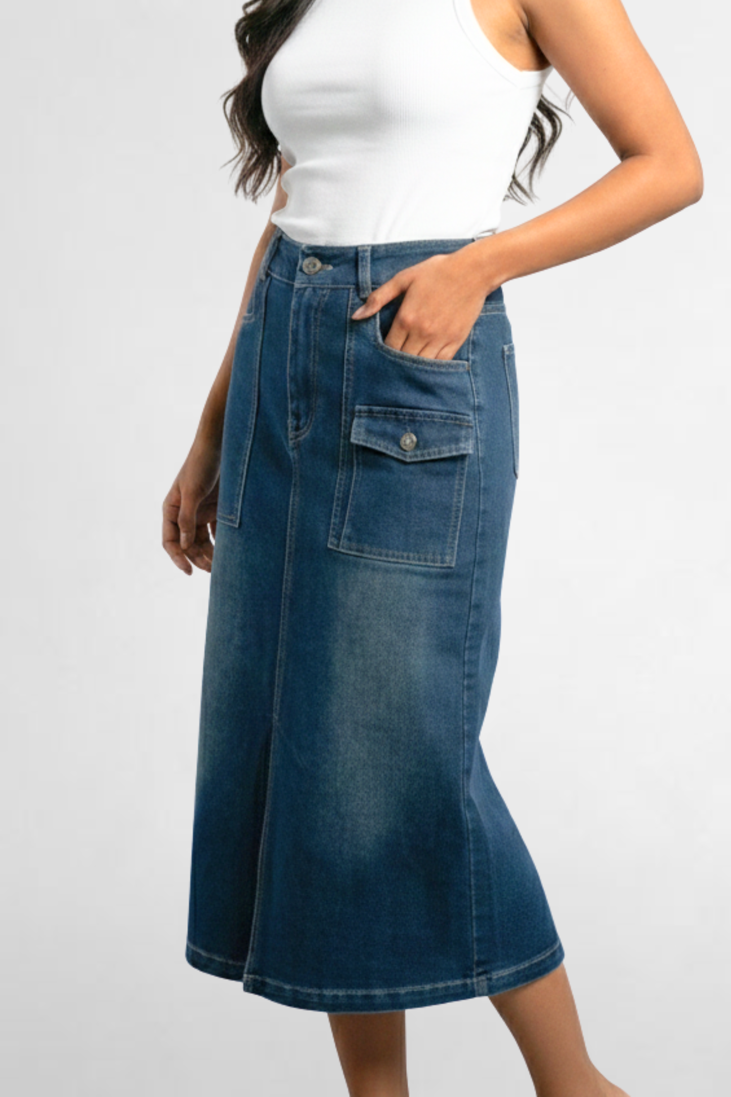 Denim Midi Skirt