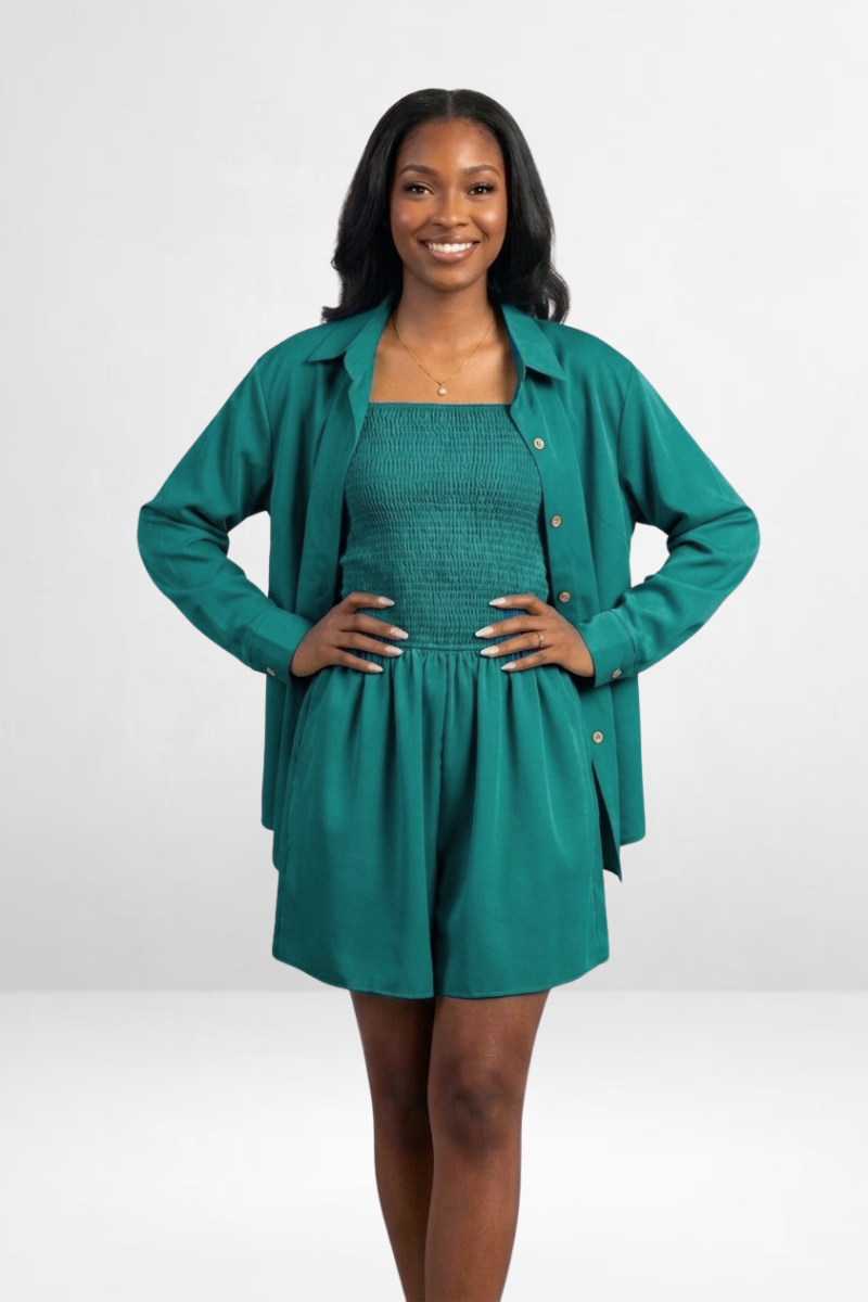 Smocked Dress with Shirt
