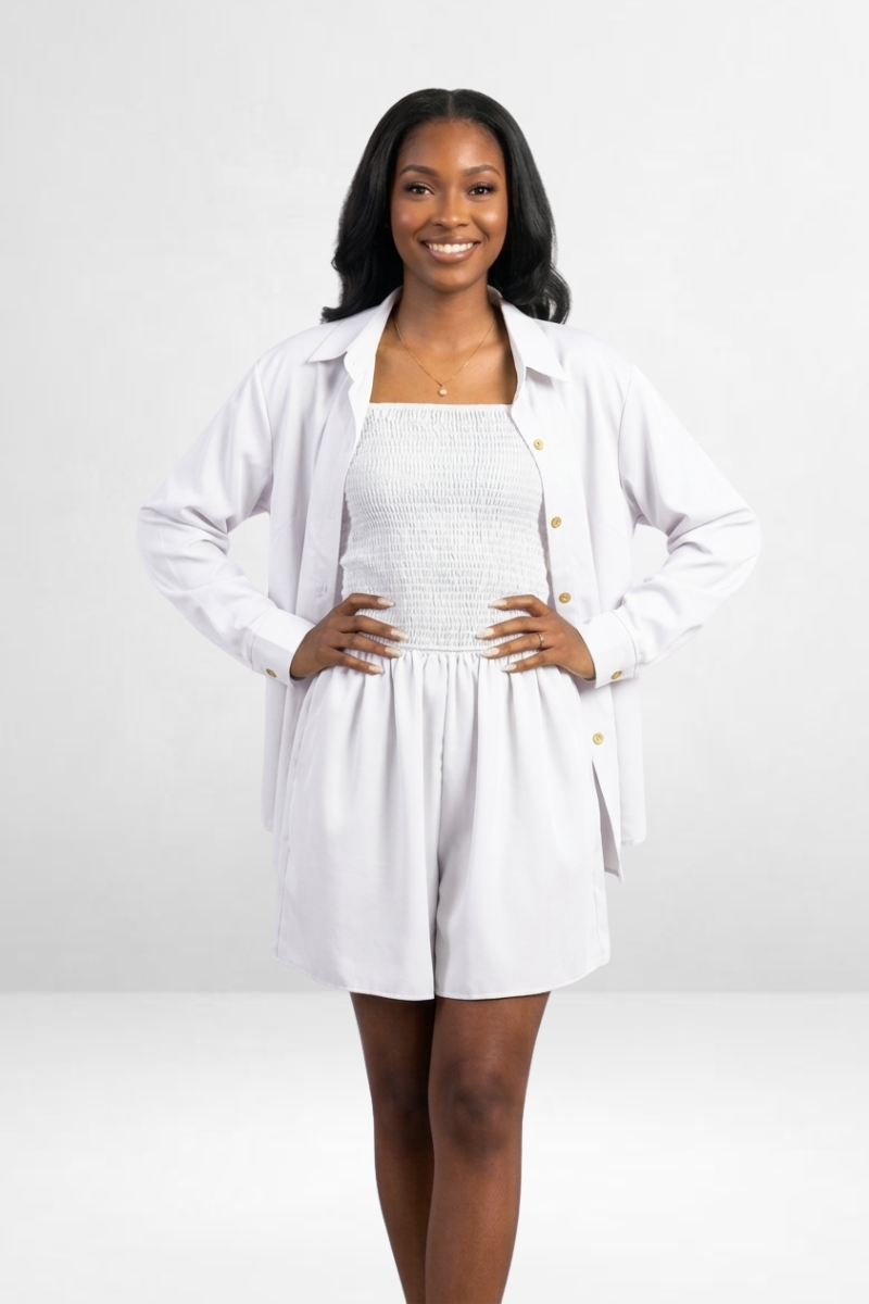 Smocked Dress with Shirt