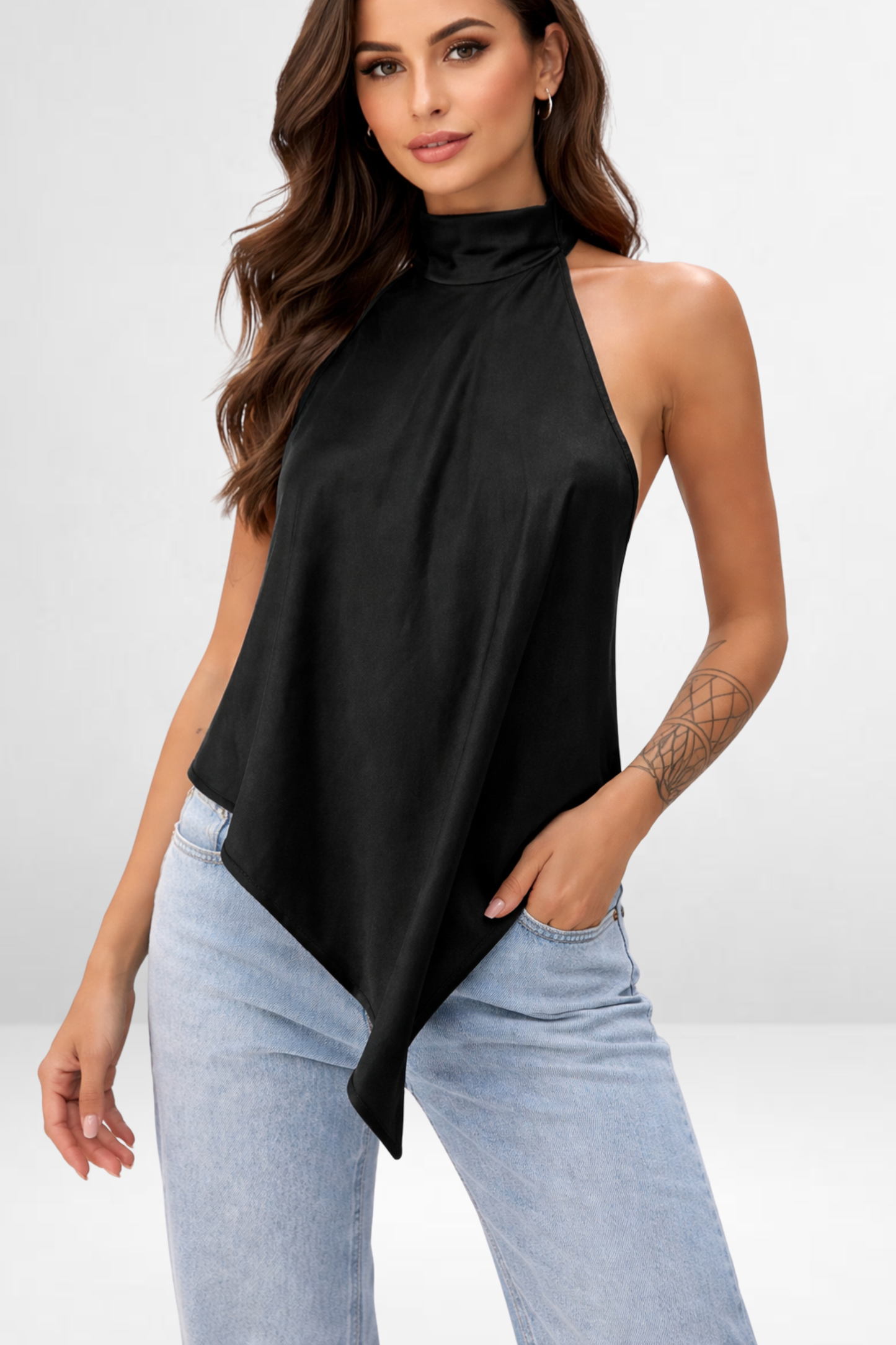 Backless Satin Halter