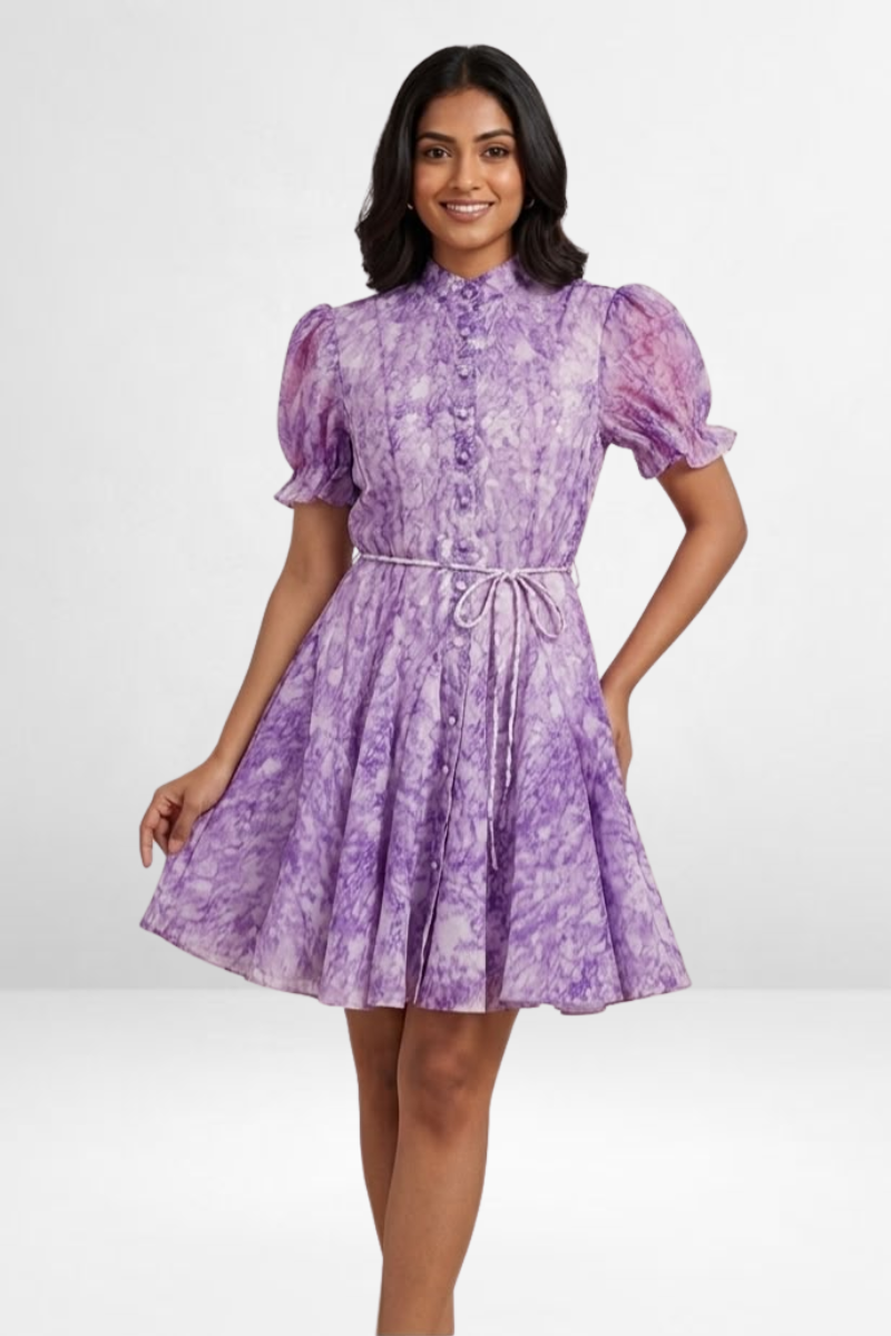 Tie-Dye Fit & Flare Mini Dress