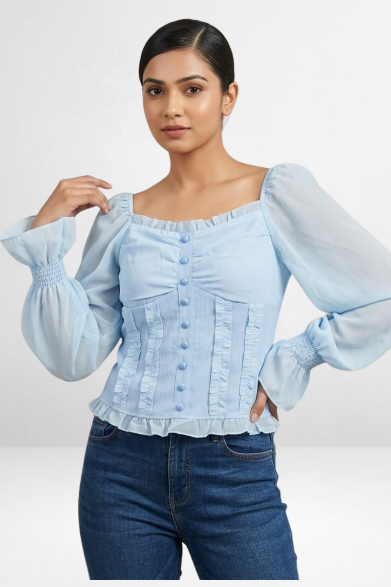 Smocked Cuff Corset Top
