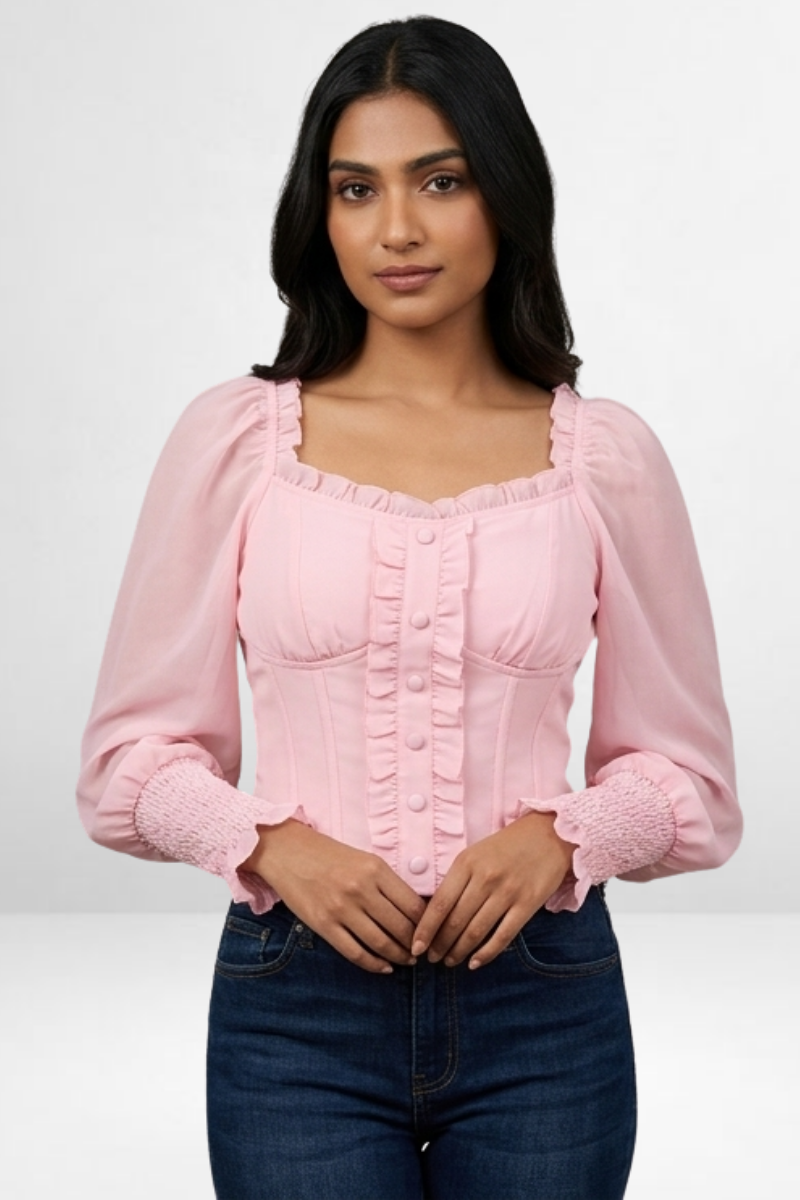 Smocked Cuff Corset Top
