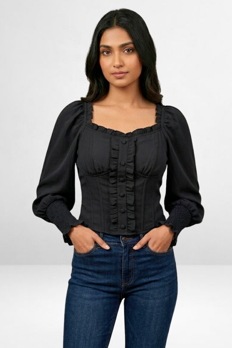 Smocked Cuff Corset Top