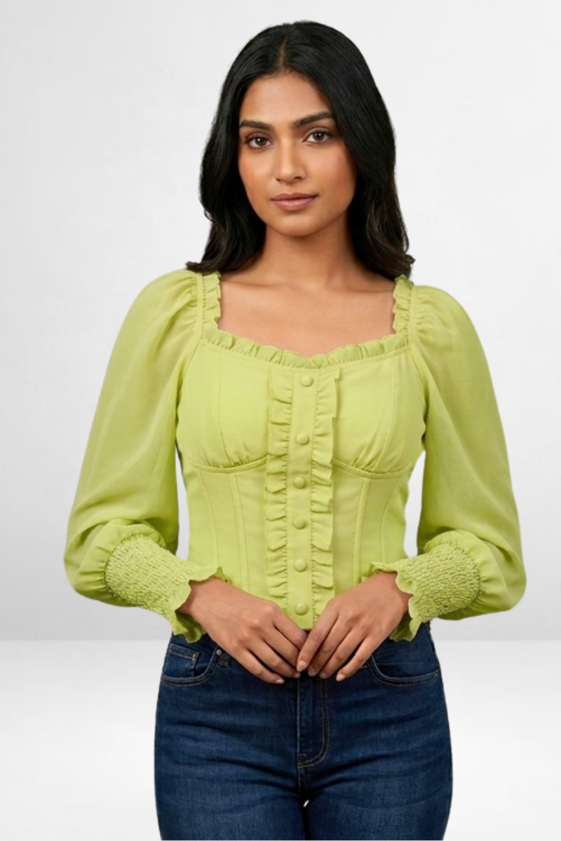 Smocked Cuff Corset Top