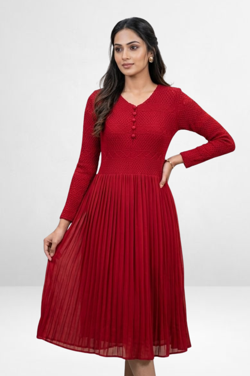 Pleated Midi Dress