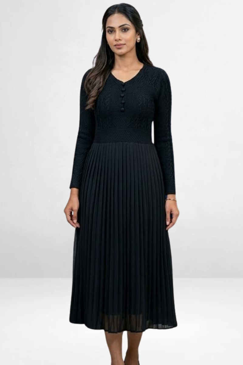 Pleated Midi Dress