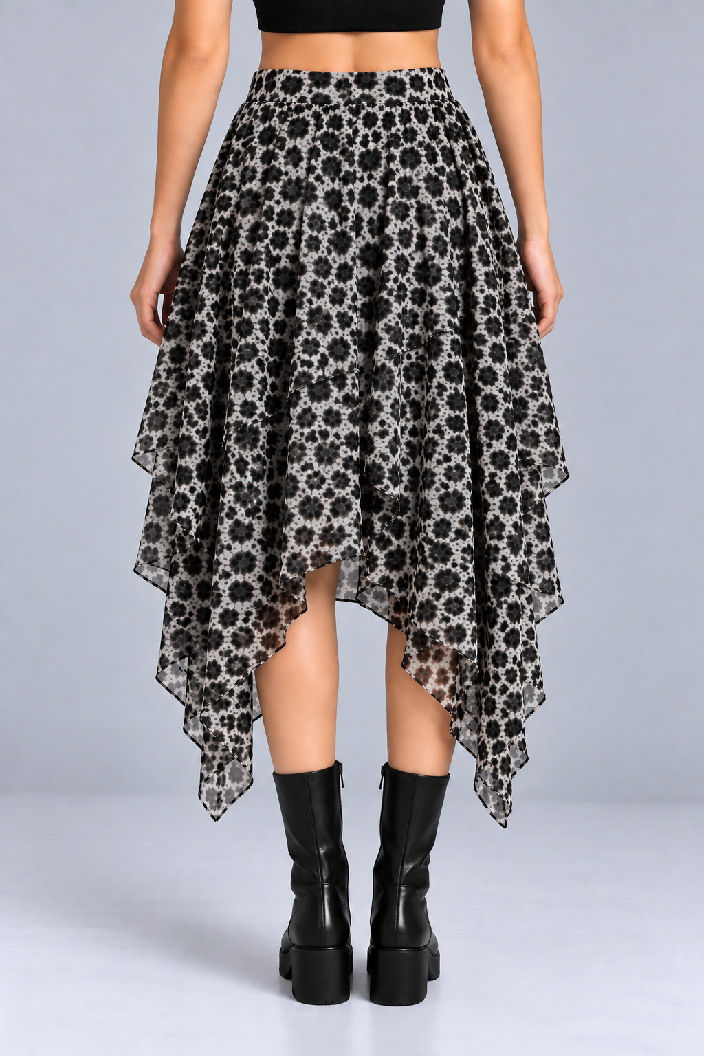 Leopard Layered Asymmetric Skirt