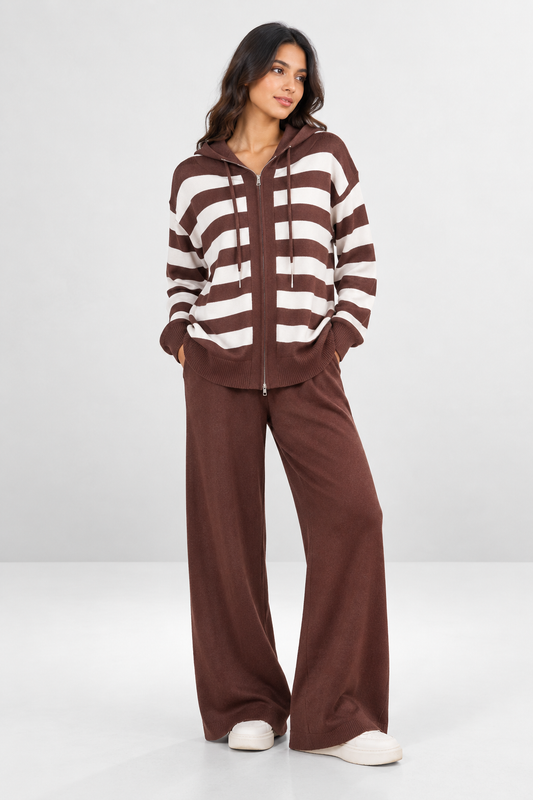 Striped Knit Hoodie Co-ord Set
