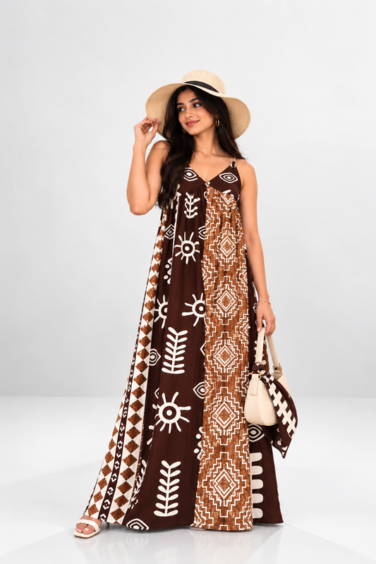 Boho Printed Halter Neck Dress