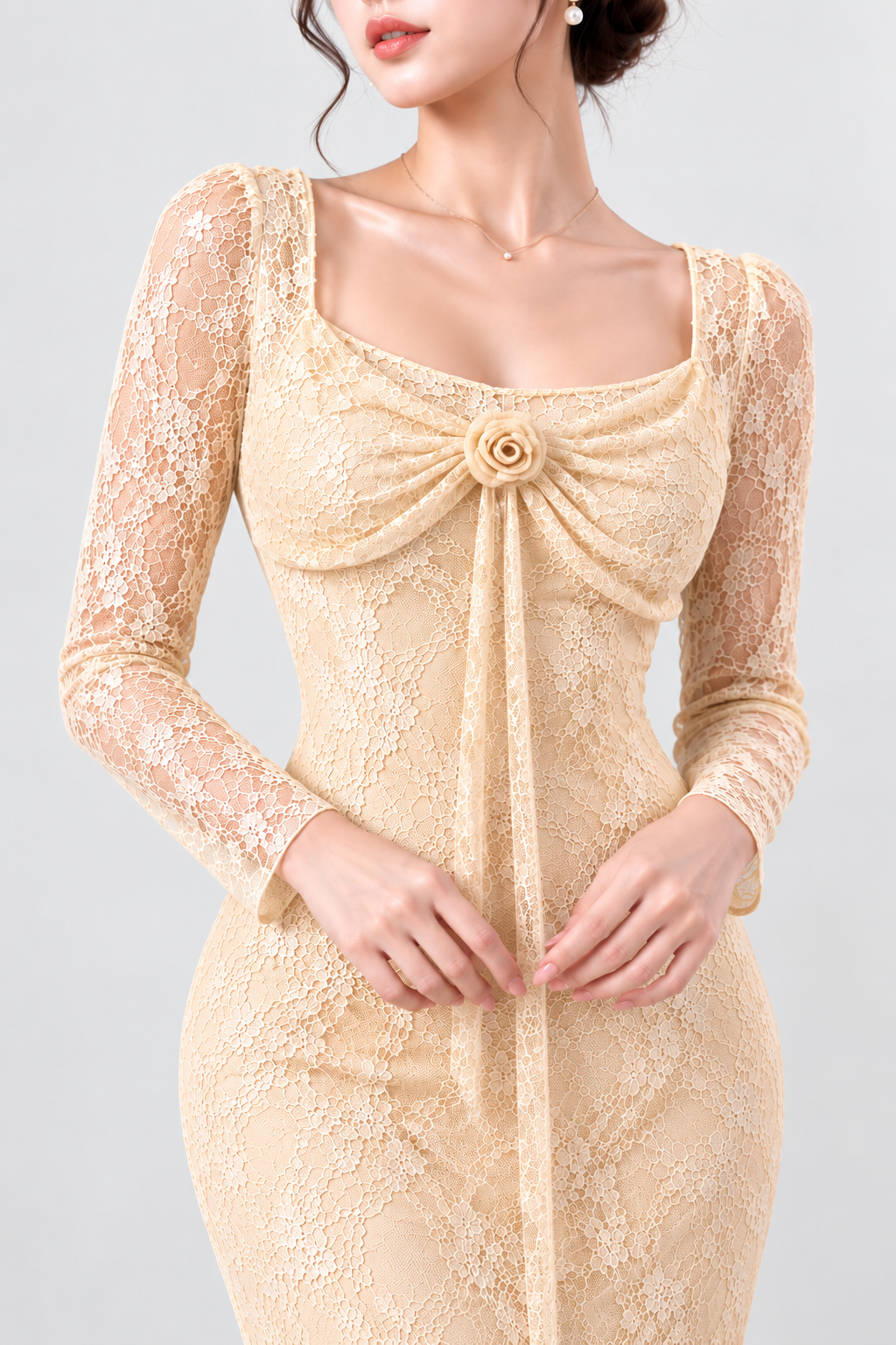 Floral Lace Rose Detail Dress