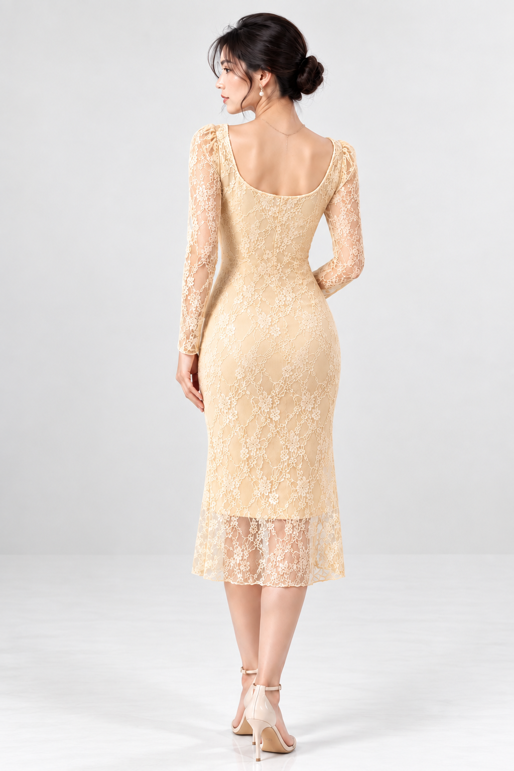 Floral Lace Rose Detail Dress