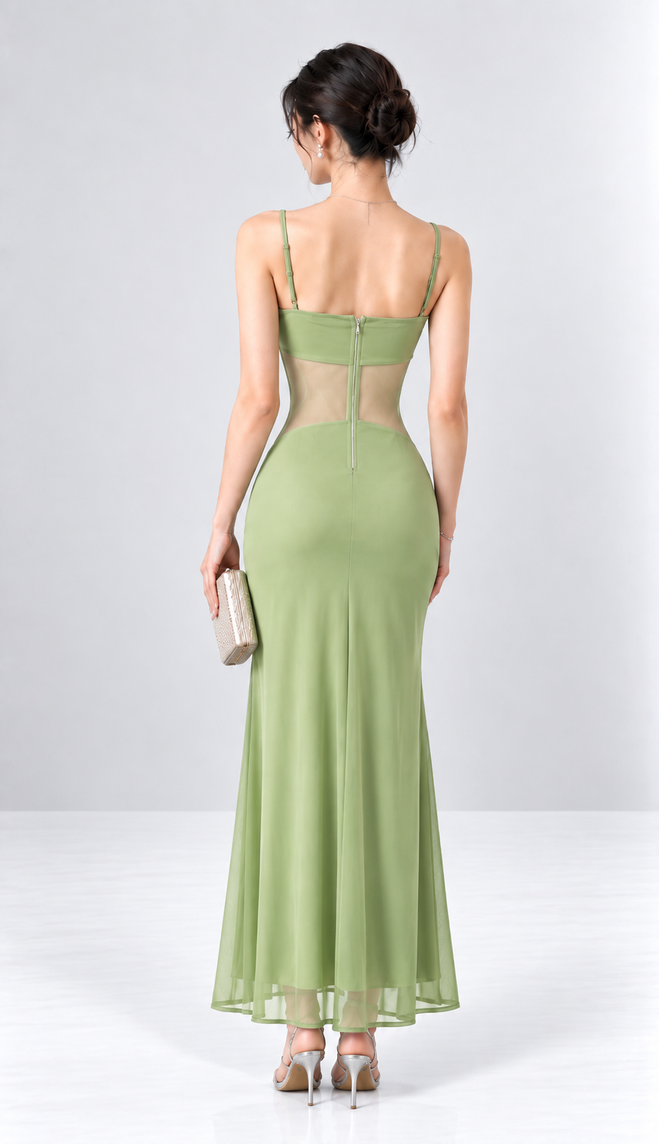 Mesh Waist Slit Dress