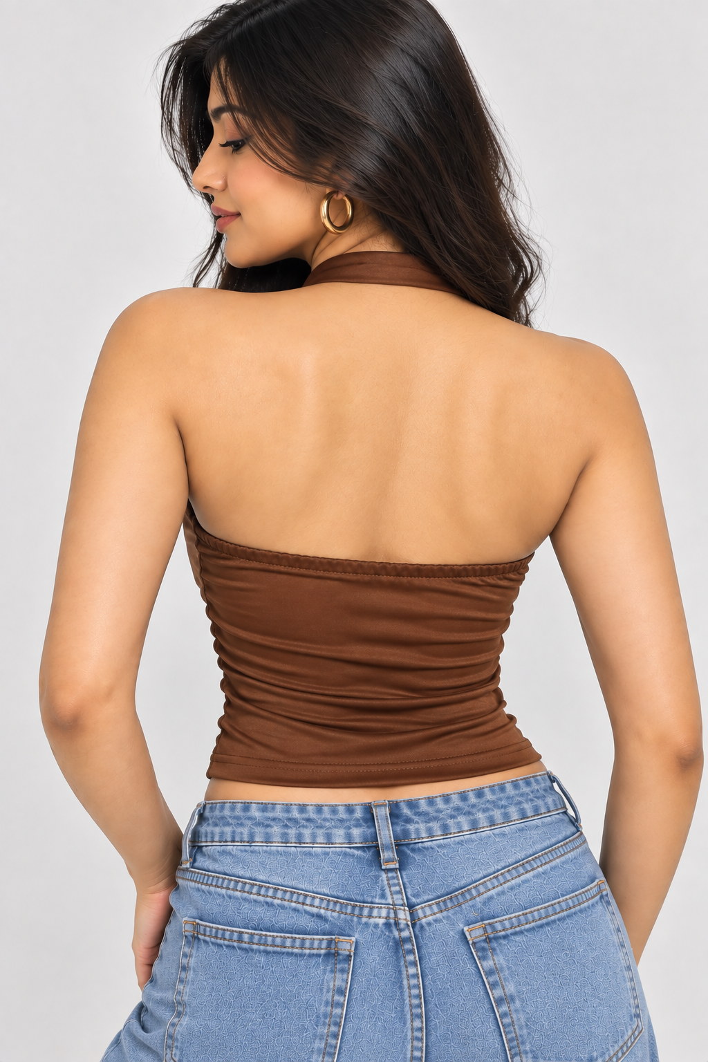 Gold Accent Halter Crop Top