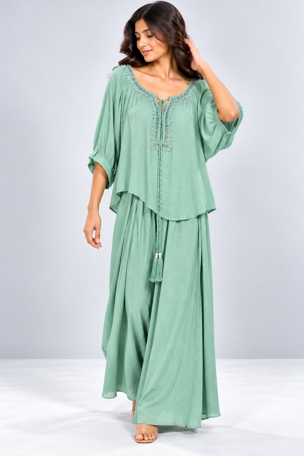 Crystal Detail Flowy Co-ord Set