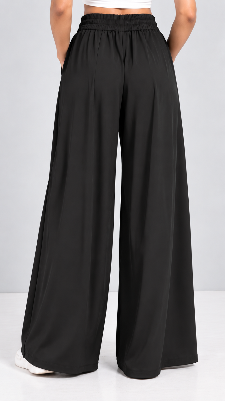 Tie-Waist Wide Leg Trousers