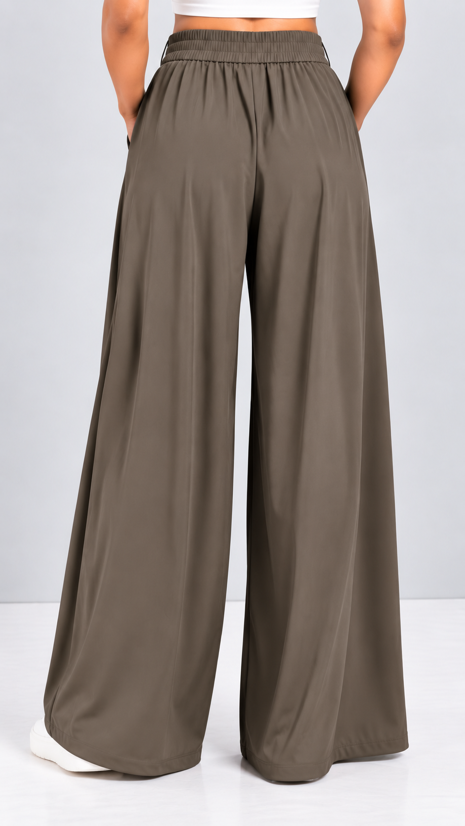 Tie-Waist Wide Leg Trousers