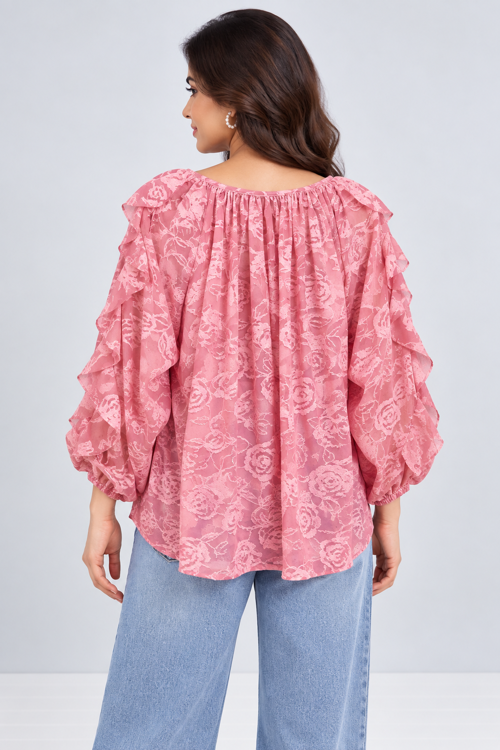 Floral Ruffle High-Low Top
