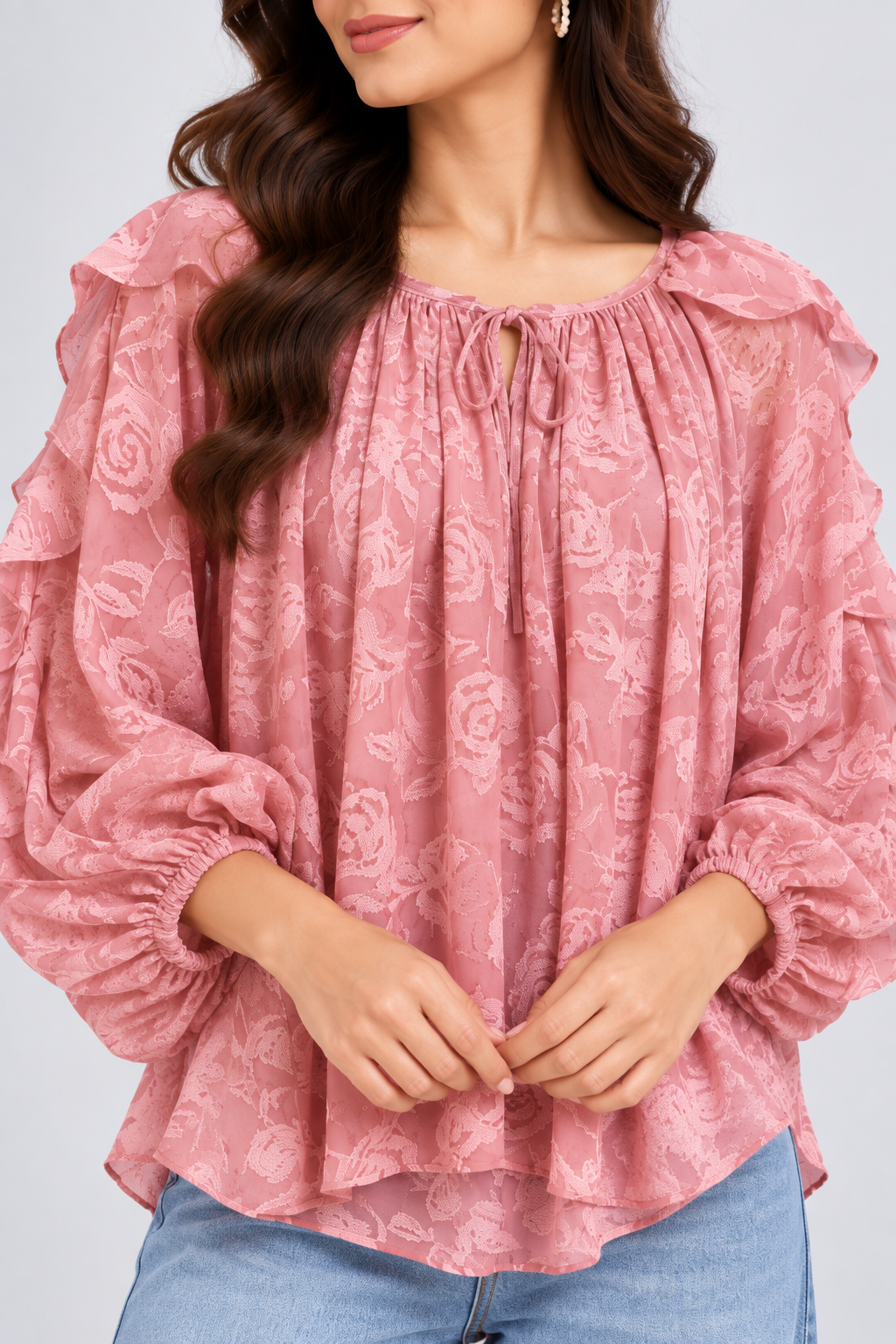 Floral Ruffle High-Low Top